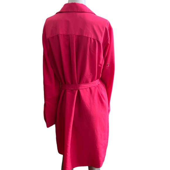 EUC NEW YORK & COMPANY HOT PINK COLLARED LONG SLEEVE OR 3/4 SLEEVE. LARGE. - Picture 3 of 5